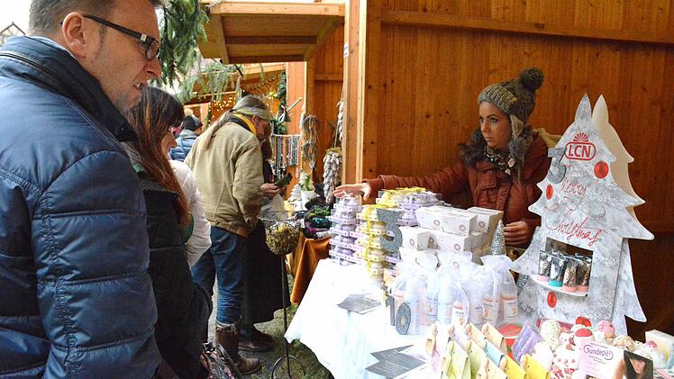 Die Weihnachtsstände vor dem Schloss boten allerhand für das bevorstehende Weihnachten. Foto: Schmidt