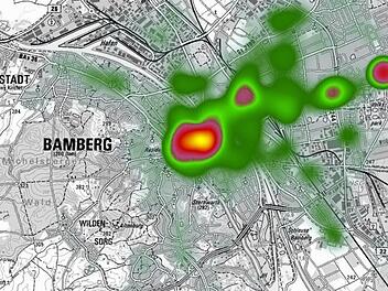 Dieses Bild zeigt die Kriminalitätsbelastung in Bamberg im Jahr 2017.  Darstellung: Polizeipräsidium Oberfranken