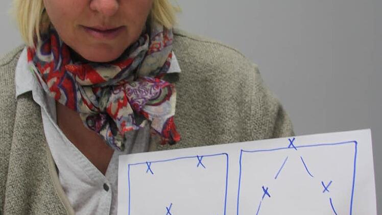 Silke Eber vergleicht die normale Aufstellung mit dem V-System, das letztlich wohl den WM-Titel brachte. Foto: Christian Schuberth