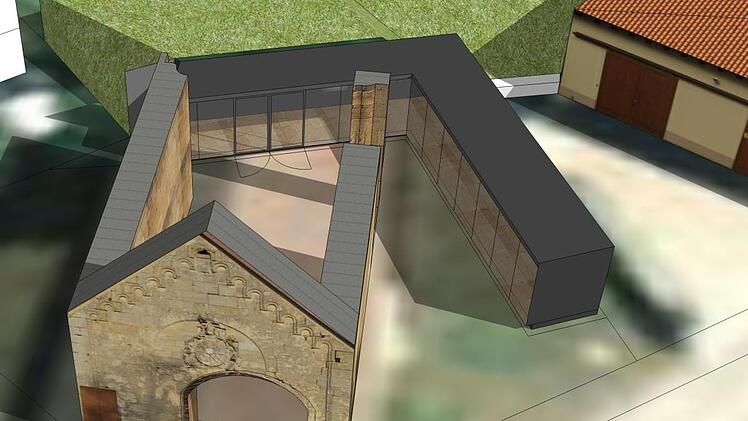 Katharinenkapelle und Dokumentationszentrum: So hatte der erste offene Entwurf des Architekturbüros Schaller + Partner ohne Dach ausgesehen.