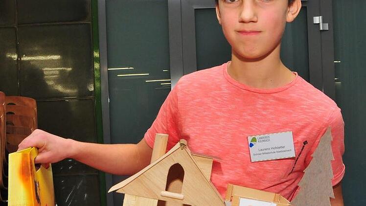 Laurenz Hofstetter von der Mittelschule Stadtsteinach wurde mit diesem Werkst&uuml;ck Sieger im 7. Kreativwettbewerb der Schreinerinnung. Foto: Stephan Herbert Fuchs