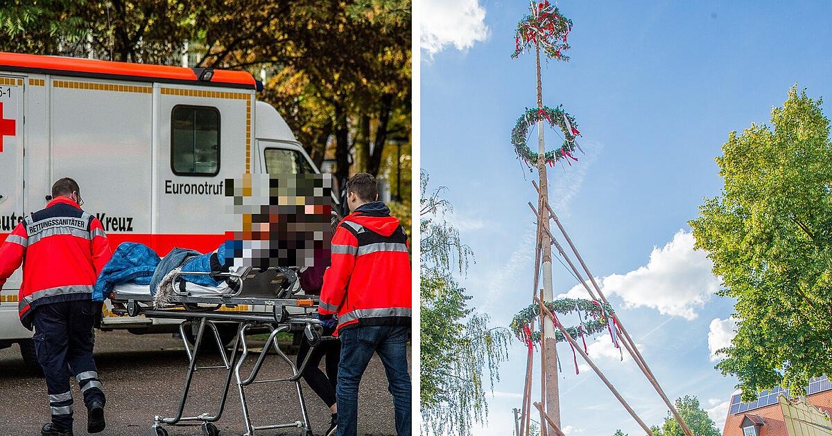 Unfall in Mitteleschenbach: Drei Verletzte beim Aufstellen des Kerwabaums