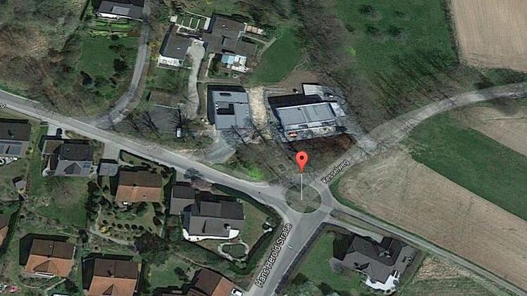 Der Kreisel im Kesselweg, wo das Landschaftsschutzgebiet beginnt. Quelle: Google Maps