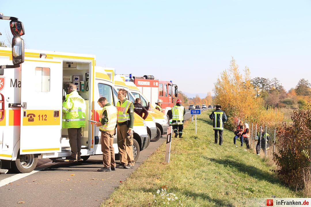Schwerer Unfall auf der A70 bei Oberhaid