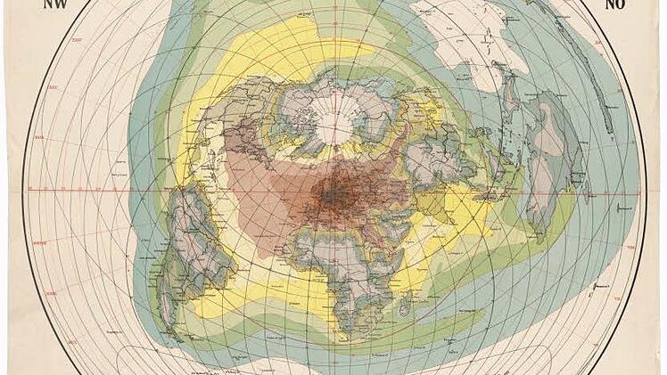 Isochrone Karte von Max Eckert, 1909: Wie lange dauert die Reise zu welchem Punkt? Aus: Petermanns Geographische Mitteilungen 1909, Tafel 25; © Universität Erfurt, Forschungsbibliothek Gotha