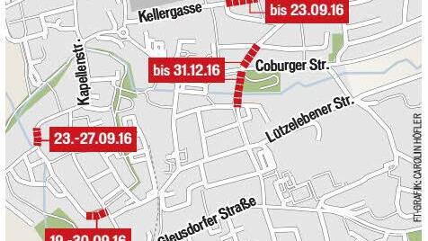 Die Vollsperrungen in Ebern.