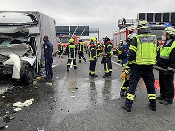 In mit Baumstämmen beladenen Laster gekracht: Fahrerkabine komplett zerstört