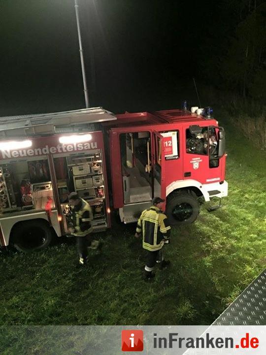 Großübung, Feuerwehr, BRK, THW - Zugunfall bei Petersaurach