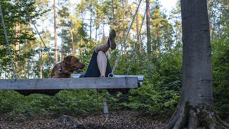 Bettschaukel mitten im Wald. Foto: Jürgen Hüfner