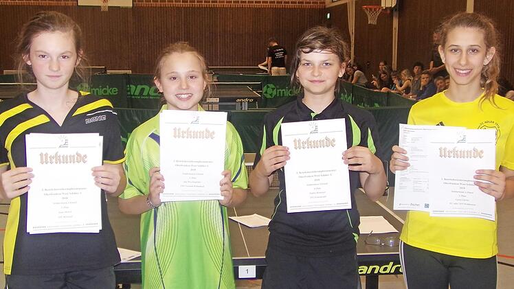 Die vier besten A-Schülerinnen (von links): Anna Merkel, Amy Weschenfelder, Sophia Barnickel und Laura Udovici Fotos: Hans Franz