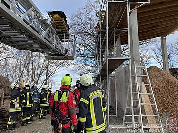 Höchstadt an der Aisch: Feuerwehr und Hubschrauber retten Verletzten von Dach