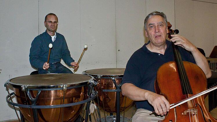 Norbert Röder und Ralph Braun im Orchesterprobensaal des Coburger Landestheaters.