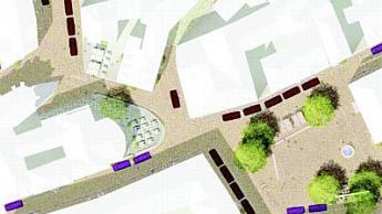 Zu den bereits geplanten Stellplätzen (rot) könnten noch zusätzliche Parkplätze dazukommen (violett). Foto: Capatti Staubach