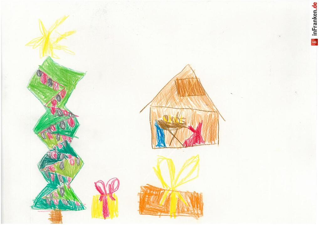 Selbstgemalte Weihnachtsbilder von Kindern aus Franken 2016