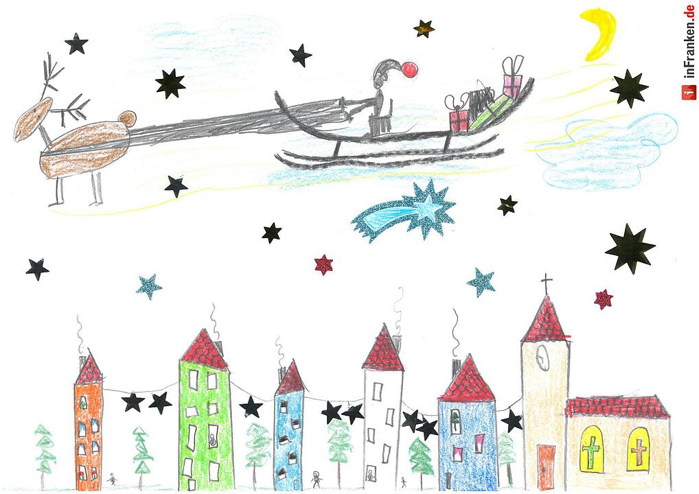 Selbstgemalte Weihnachtsbilder von Kindern aus Franken 2016