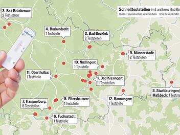 Wo gibt es im Landkreis Bad Kissingen Schnelltests? Und wozu braucht es einen? Die Antworten lesen Sie im Artikel. Grafik: Micho Haller