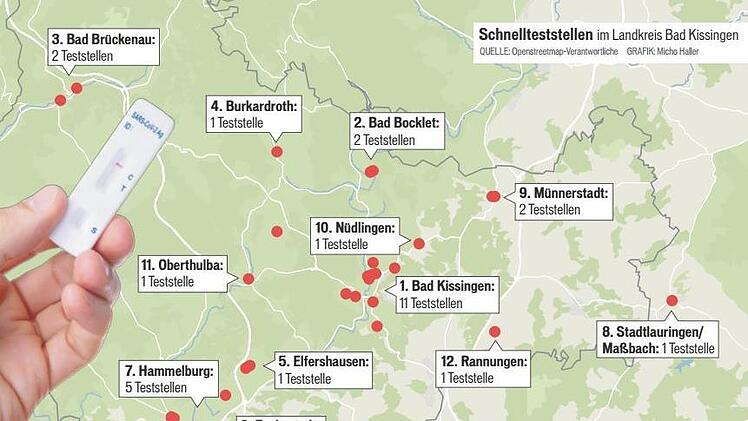 Wo gibt es im Landkreis Bad Kissingen Schnelltests? Und wozu braucht es einen? Die Antworten lesen Sie im Artikel. Grafik: Micho Haller