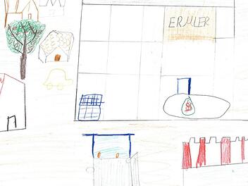 Der neue Rewe-Markt mit der Zufahrt von der B&nbsp;173 (l.) soll in drei Monaten &ouml;ffnen. Foto: Mei&szlig;ner, gemalt von Lejla