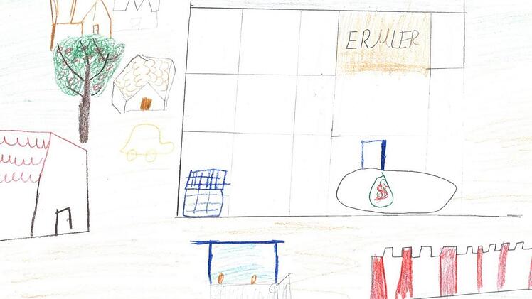 Der neue Rewe-Markt mit der Zufahrt von der B 173 (l.) soll in drei Monaten öffnen. Foto: Meißner, gemalt von Lejla