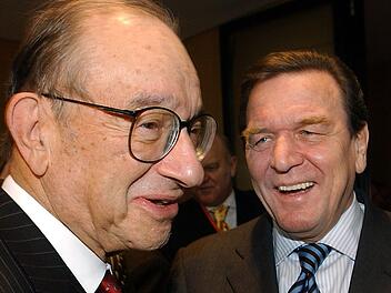 Alan Greenspan mit Gerhard Schr&ouml;der