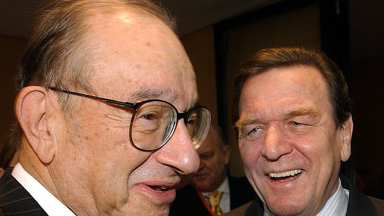 Alan Greenspan mit Gerhard Schr&ouml;der