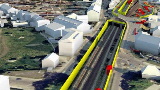 Wenn der Tunnel kurz nach der Geisfelder Straße abtaucht, müssen zwei Unterführungen in eine Brücke umgewandelt werden. Aus einer 3-D-Visualisierung der Stadt Bamberg