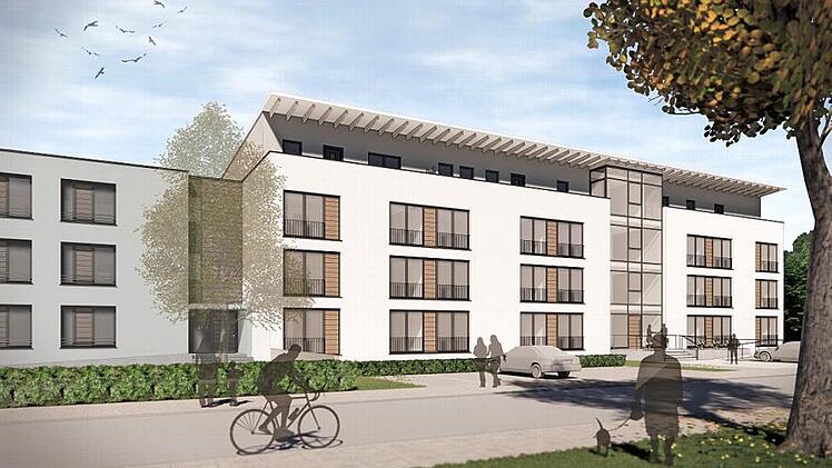 So soll das vom Planungsbüro Bauconcept Kronach geplante Appartementhaus in der Friesener Straße, in der Nähe des BRK-Seniorenhauses und der Helios Frankenwaldklinik, aussehen. Die Visualisierung wurde von Architekturstudent Robin Hanna erstellt.  Grafik: Robin Hanna