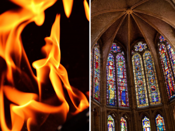 In einer Kirche im Kreis Roth ist ein Feuer ausgebrochen. Die Polizei schließt Brandstiftung nicht aus. Symbolbild: Feuer, Kirche