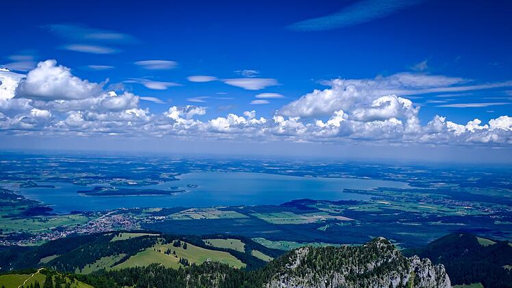 Hike to Kampenwand, Chiemgau. View to Chiemsee