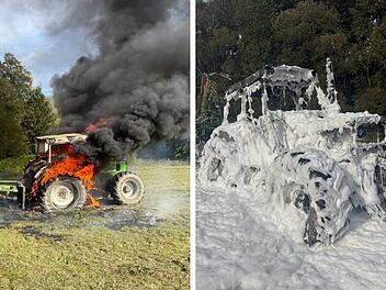 Steinwiesen: Traktor gerät plötzlich in Vollbrand - Fahrer reagiert schnell Steinwiesen: Traktor gerät plötzlich in Vollbrand - Fahrer reagiert schnell