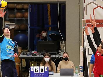 Moritz Zeitler und seine Hammelburg Volleys hatten Schwierigkeiten, gegen Dresden ins Spiel zu kommen. Dann spielten sie aber ihre St&auml;rken konsequent aus.  Foto: Jens Feistel