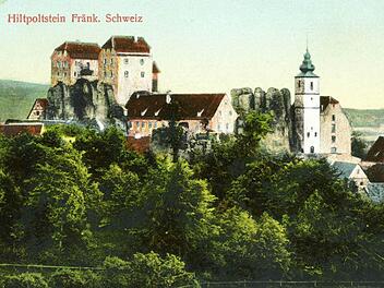 Postkarte von Hiltpoltstein mit Burg, um 1913 Repro: Löwisch
