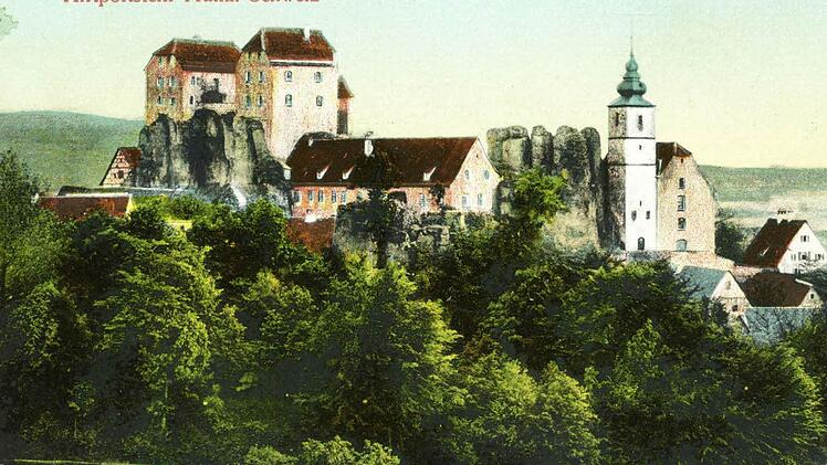 Postkarte von Hiltpoltstein mit Burg, um 1913 Repro: Löwisch