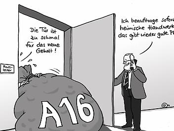 Wer darf was aus nicht öffentlichen Sitzungen berichten? Der Streitfall um die Höherstufung von vier Amtsleitern hat eine Grundsatzdebatte ausgelöst.   Karikatur: Christiane Pfohlmann