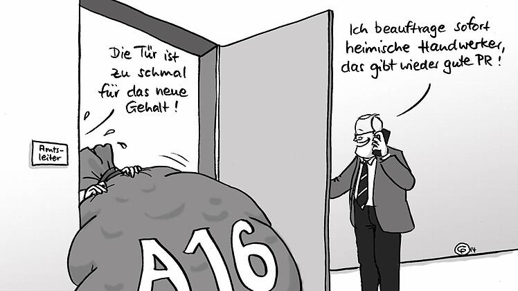 Wer darf was aus nicht öffentlichen Sitzungen berichten? Der Streitfall um die Höherstufung von vier Amtsleitern hat eine Grundsatzdebatte ausgelöst.   Karikatur: Christiane Pfohlmann