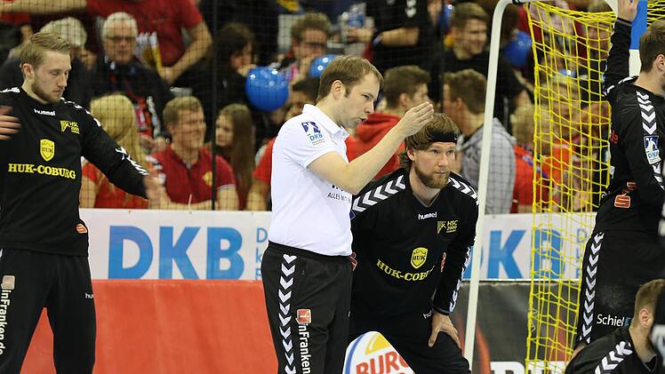 Coburgs Trainer Jan Gorr mit Kapitän Till Rhien.