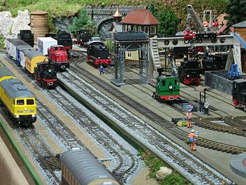 Verschiedene Modelle rollen in der Kaiserpfalz über die Gleise. Foto: Josef Hofbauer