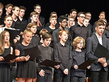 Im großen Chor singen die  5. bis 11. Klassen mit.  Das Repertoire reicht von traditionellen Volksliedern bis hin zur fetzigen Popmusik. Foto: Gabi Arnold