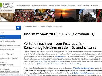 Die Informationen für positiv Getestete auf der Landkreis-Homepage wurden übersichtlicher gestaltet. Screenshot: Christine Fischer