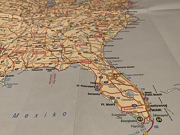 Der Ausschnitt der Karte zeigt Florida.   Foto: Repro Anja Vorndran