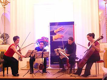 Nach diskussionswürdigem Beginn lieferten sie ein fulminantes Konzert: Sara Bitlloch (1. Violine), Donald Grant (2. Violine), Martin Saving (Viola) und Marie Bitlloch (Violoncello). Foto: Ahnert