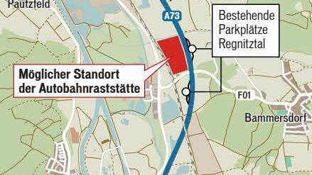 Der geplante Tank- und Rastplatz im Regnitztal.  Foto: Archiv Fränkischer Tag