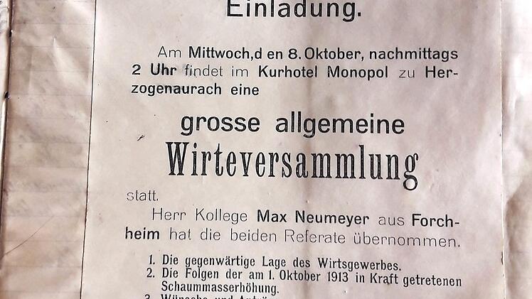 Die Wirte wussten ihren Einfluss zu nutzen. Gemeinsam wurden die Forderungen geplant, wie Dokumente aus der Vergangenheit bestätigen. Repro: Klaus-Peter Gäbelein