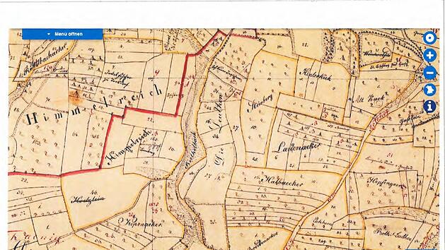 Eine alte Karte des Megalithgeländes bayrische Vermessungsverwaltung