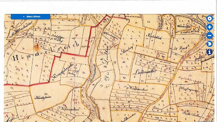 Eine alte Karte des Megalithgeländes bayrische Vermessungsverwaltung