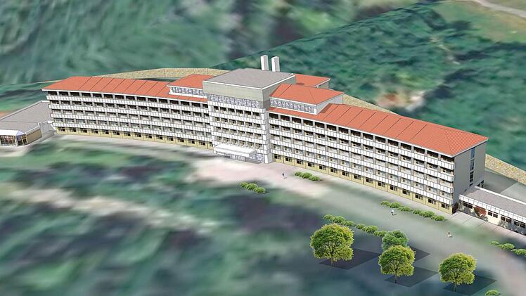 So soll die Rehaklinik Lautergrund nach den Sanierungsarbeiten am Dach im Oktober 2015 aussehen.  Graphik: Architekturbüro Strukturdesign