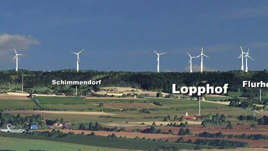 Die sieben Windräder auf der Kirchleuser Platte, wie sie von Gärtenroth aus zu sehen sein werden. Grafik: privat