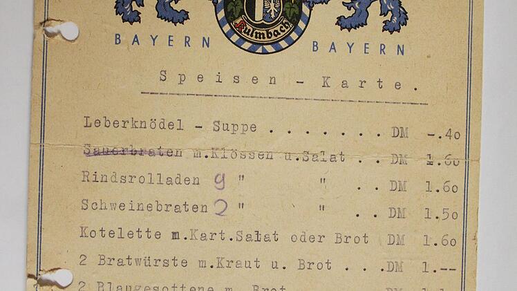 Speisekarte aus dem Jahr 1952.Foto: Sonny Adam