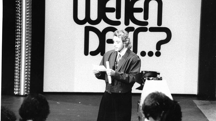 Thomas Gottschalks "Wetten, dass ...?"-Premiere war am 26. September 1987 in der Hofer Freiheitshalle. Damals hatte er die Sendung von Frank Elstner übernommen. Foto: Bayerische Rundschau