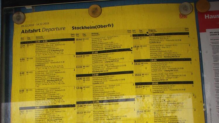 Der Abfahrtsplan für Stockheim. Foto: Andreas Schmitt